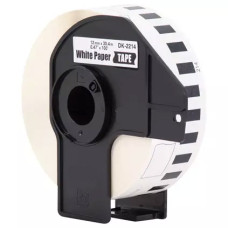 Brother DK2214 Compatible White Paper Adhesive Label Tape, 0.47 Inch Width, Black on White