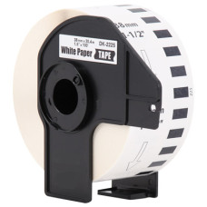 Brother DK2225 Compatible White Paper Adhesive Label Tape, 1.5 Inch Width, Black on White