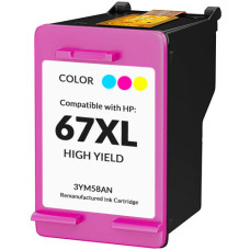 HP 67XL Tri-Color Compatible Ink Cartridge (3YM58AN), High Yield 