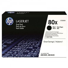 HP 80X Black Toner Cartridge (CF280XD), High Yield Dual Pack